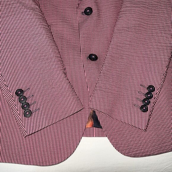 Paisley & Gray Men's Slim Fit Seersucker Blazer Two Button Red White Striped 38R - Picture 5 of 12